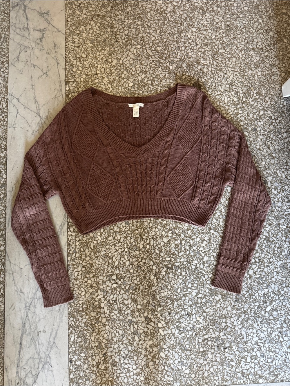 Full Tilt Brown Cropped Sweater